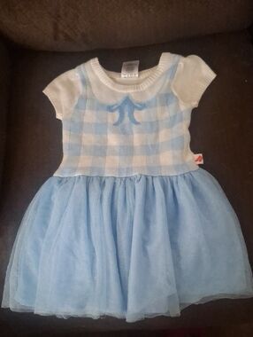 Baby Blue Gingham Tulle Dress for Girls - Brand: Unknown